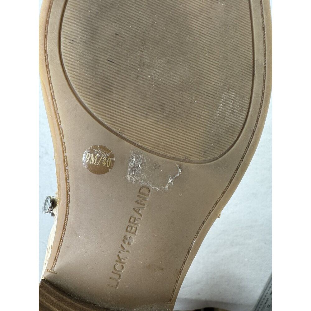 Lucky Brand Tan Side‎ Zipper Slip On Ankle Boots Bootie 9 / 40 Fringe Accent - Picture 10 of 11